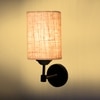 Devansh Metal Electric Wall Light in Black Colour with Beige Shade Count of 1 Light
