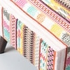 Hues Jacquard Wooden Stool in Multi Color