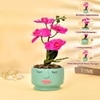 Artistic  Face Planter With Pink Artificial Orchids