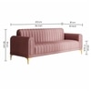 Josbert Velvet 3 Seater Sofa In Peech Colour
