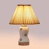 Devansh Off-White Cotton Straight Pleated Shade Lamp With Wood & Mosaic Glass Base For Decoration/Office/Home/Gifting/Study For Decoration/Office/Home/Gifting/Study