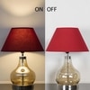 INGRAM Smoke Glass and Metal Table Lamp With Maroon Cotton Shade