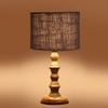 Devansh Grey Jute   Table Lamp With  Wood Natural Base (7X7X15.5 Inches)-17