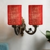Devansh Metal Electric Wall Light in Antique Gold Colour with Maroon Shade Count of 2 Lights