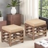 Houston Sheesham Wood Stool in Teak Finish with Jute Beige Cushion
