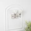 Minimal 2 Light Nickel Wall Light with Frosted White Glass
