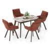 Lunar Alaska Exotic Stone 4 Seater Dining Table With Bren Swivel Dining Chair Set