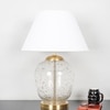 SECRET Water Droplets On Glass and Brass Finish Metal Large  Table Lamp With White Cotton Shade