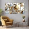 The Castle Decor Modern Golden Ball Wall Art Set of 5 27x48 Inch