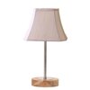 Devansh Off-White Cotton Vintage Curtain Pleated   Lamp With Natural  Wood Base  & Steel Pipe  (12X17.75)