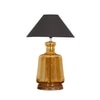 PAOLA  Amber Glass and Wood table Lamp With Black Cotton Shade