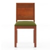 Atlas Solid Wood Dining Chair in Honey Finish & Avocado Green Colour - Set of 2