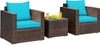 Carry Bird Wicker Patio Furniture Outdoor Balcony Chairs In Brown And Blue Colour