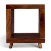 Berlin Sheesham Wood Contemporary Rectangle End Table Side Table In Natural Teak Finish