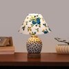 Devansh Conical Multi Cotton Shade Lamp With Wood & Mosaic Glass Base For Decoration/Office/Home/Gifting/Study For Decoration/Office/Home/Gifting/Study -(10X10X14.5) Inches -A
