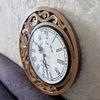 Wall Clock Brown Golden Coloured Moon Like Designer Carving