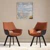 Casey Swivel Engineered Wood Dining Chair Set of 2 in Rust and Dark Brown