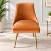 Rosslyn Sheesham Wood Set of 2 Accent Chairs in Peach Velvet Upholstery with Metal Legs