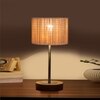 Devansh Bamboo Table Lamp With Natural  Wood Base  & Steel Pipe  -(7X17 Inches)