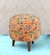 Elodie Solid Wood  Ottomon in  Orange Colour