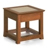 Fujiwara Solid Wood And Cane Bedside Table In Amber Walnut Finish