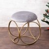 Classic Velvet Ring Metallic Stool in Grey Color Set of 2