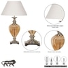 Hinton Amber Glass And Nickel Finish Metal Table Lamp With White Cotton Shade
