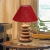 Devansh Maroon Jute Table Lamp With Wood  Pebble Lamp  (10X10X15) Inches