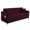 Convil Velvet 3 Seater sofa in Red wine Color