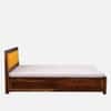 Melba Solid Sheesham Wood  King Size Hydrolic Storage Upholstered  Bed In Provincial Teak Finish