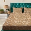 Brown Floral 180 TC Flat 1 Queen  Bedsheet with 2 Pillow Covers