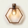 Hex Brown Solid Wood Wall Lights
