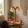 Elania Wooden Table Lamp with Brown Base and Premium White Fabric Lampshade