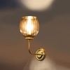 Devansh Metal Electric Wall Light in gold Colour with Lavender Shade Count of 1 Light
