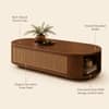 Tavia Oval Sheesham Wood and Cane Coffee Table in Walnut Finish