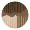 Handmade Round Wool Rug Modern Abstract Brown Beige 7 Feet Carpet