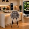 Doe Buck Luxury Faux Leather Counter Height Bar Stool in Grey Colour