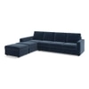 Apollo Fabric Sectional Sofa (Colour : Sea Port Blue Velvet, Cushion : Soft, Back Type : Regular, Seating Capacity : Left Aligned 3 Seater + Left Aligned Chaise + Ottoman)