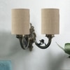 Devansh Metal Electric Wall Light in Antique Gold Colour with Beige Shade Count of 2 Lights