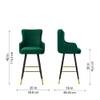 Doe Buck Nolen Upholstered Bar Stool in Green Colour with Gold Tip Legs