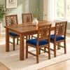 Globally Indian Mayura Solid Sheesham Wood 4 Seater Dining Table Set 4 Chairs Navy Blue