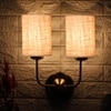 Devansh Metal Electric Wall Light in Gold Colour with Beige Shade Count of 2 Lights
