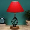 Rebecca Red cotton Table lamp with Wood & Iron Base