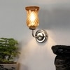 Devansh Steel Electric Wall Light in Steel Colour with Lavender Shade Count of 1 Light