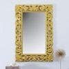 Minar Mango Wood Handpainted Gold Carving Wall Mirror