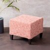 Slub Jacquard Wooden Seating Stool in Orange Color