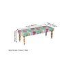 Cairo Solid Wood 2 Seater Bench In Floral Print Green Kantha Fabric