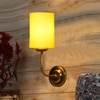 Devansh Metal Electric Wall Light in Gold Colour with Yellow Shade Count of 1 Light