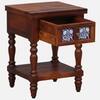 Nilaya Sheesham Wood Bedside Table in Honey Oak Finish with Drawer