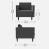 Tharoli Velvet 1 Seater Sofa in Dark Grey Colour